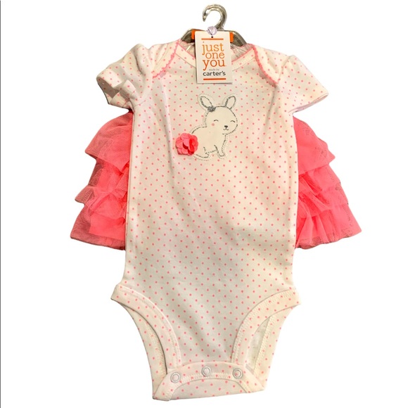 Carter's Other - NWT Carter’s white w/pink polka dot & bunny appliqué onesie+pink tulle skirt 3m
